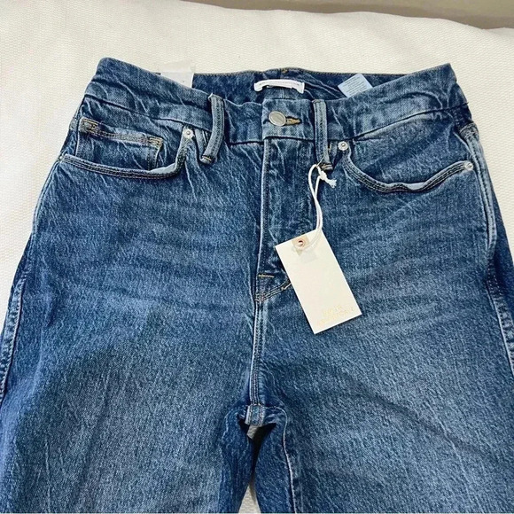 Good American Good curve straight leg jeans high rise ripped size 6/28 - Picture 6 of 14